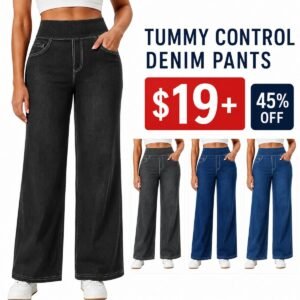 Pull-On Tummy-Control Wide Leg Jeans