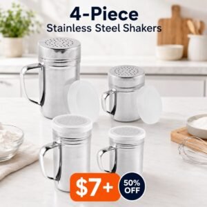 4 Pcs Stainless Steel Salt and Pepper Shakers Set