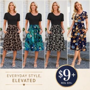 Women's Casual Short Sleeve Midi Dress