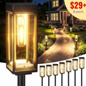 4 Pack Tall Solar Pathway Lights