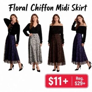Women’s Floral Chiffon Midi Skirts