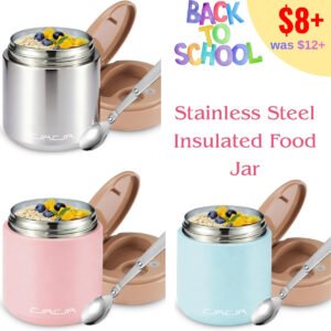 stainless steel insulated food jar w/ spoon