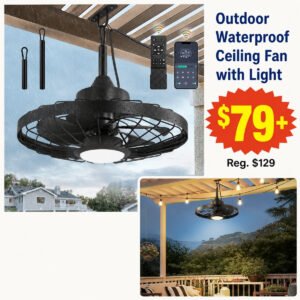 Outdoor IP65 Waterproof Plug in Ceiling Fan with Light