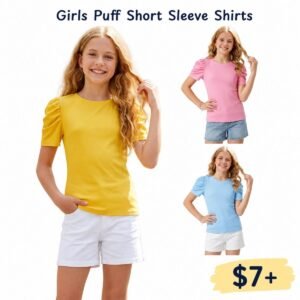 Girls Puff Short Sleeve Shirts