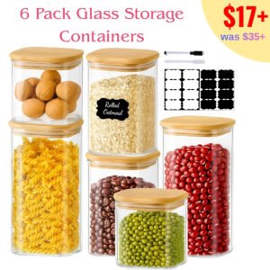 6 Pack Square Glass Storage Containers