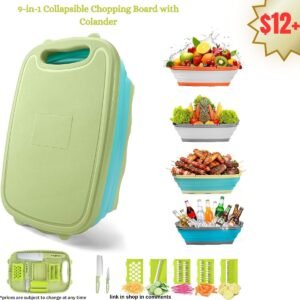 9-in-1 Collapsible Chopping Board with Colander