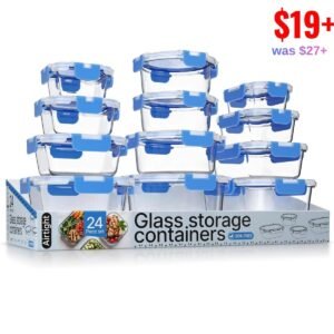 Glass Food Storage Containers with Lids 24 Pieces