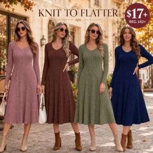 Knit Long Sleeve Midi