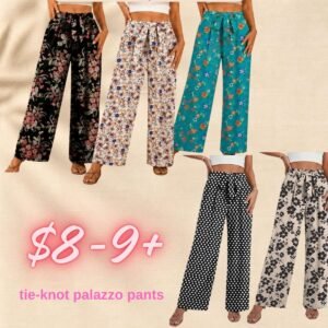 Women’s Adjustable Tie Knot High Waisted Palazzo Pants