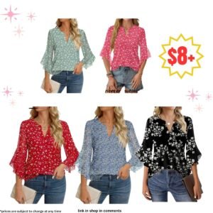 Womens 3/4 Sleeve Dressy Tops
