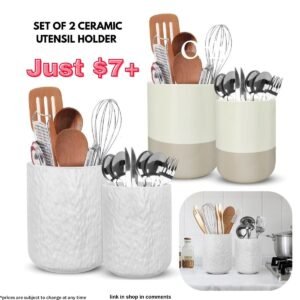 Set of 2 Ceramic Utensil Holder