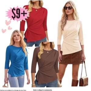 3/4 Sleeve trendy ruched tops