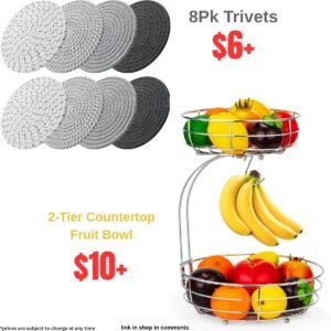 8 Inch Trivets |2-Tier Countertop Fruit Bowl