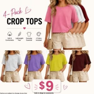 Oversized 4-Pack Girls Crop Tops