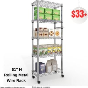 61″ H Storage Shelves with Wheels