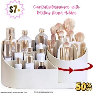 Countertop Makeup Organizer with Rotating Brush
