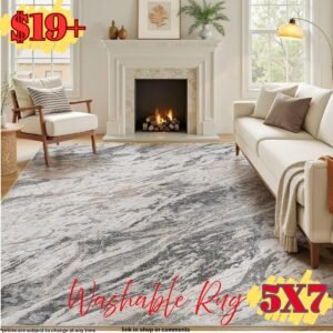 5X7 Abstract Washable Rug