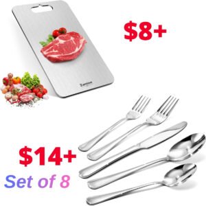 Titanium Cutting Board  |  Silverware Set for 8