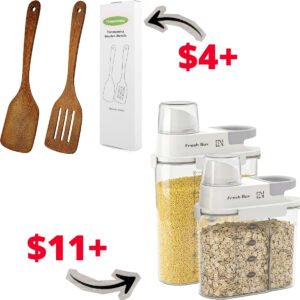 Sealed rice storage container | Wooden Spatula