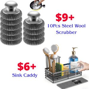 10Pcs Steel Wool Scrubber |  Sink Caddy