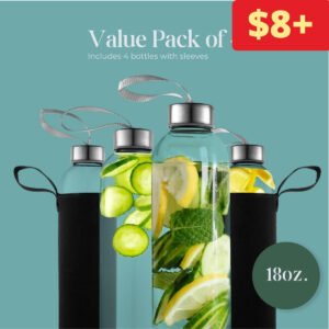 Glass Water Bottles – Pack of 4
