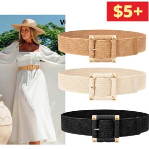 Straw Woven Stretchy Belt