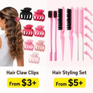 12 Pcs Hair Brush Set | Hair Claw Clips