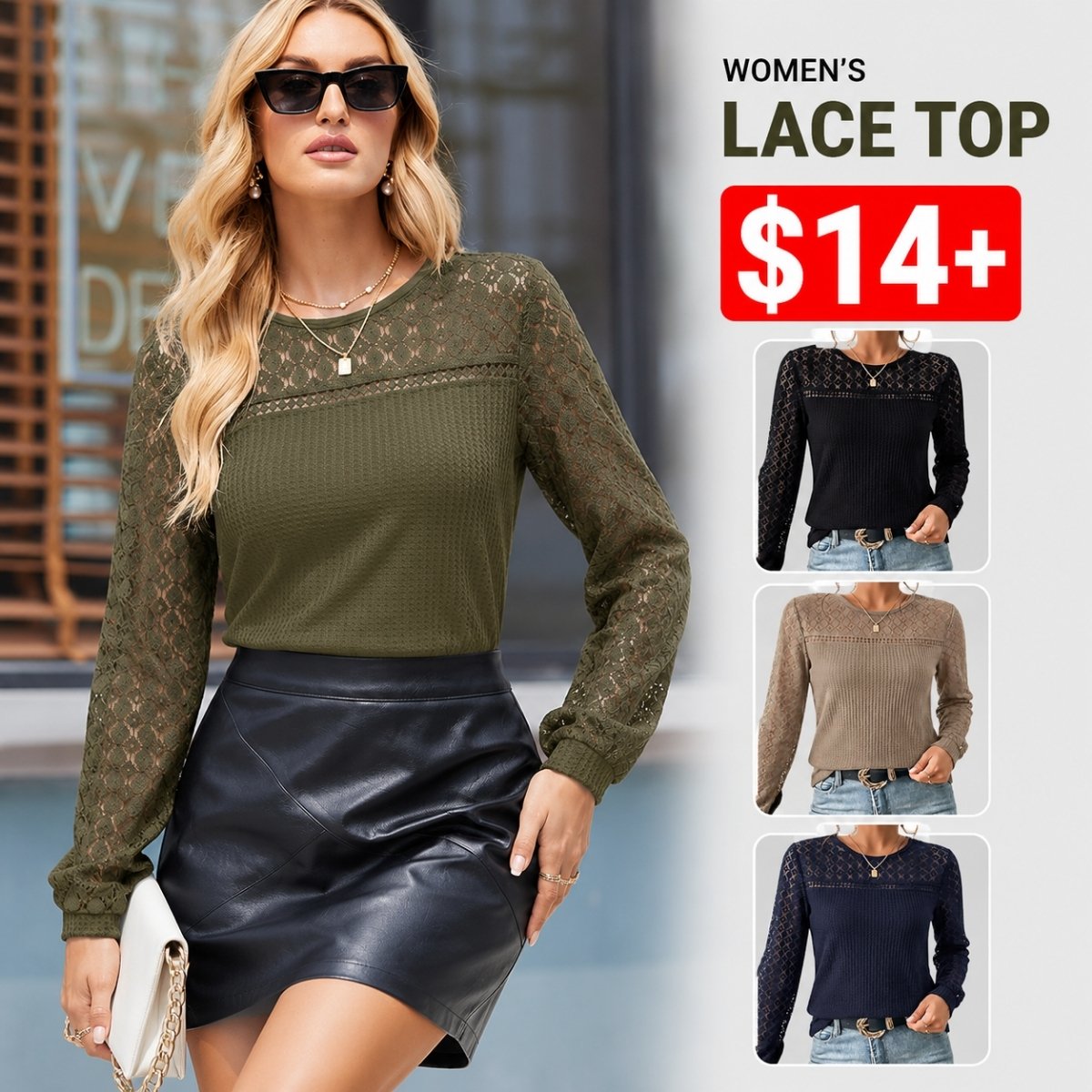 Womens Crochet Lace Blouse