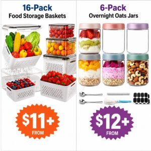 4 PCS Fruit Storage Containers |  Oats Containers 6 pack