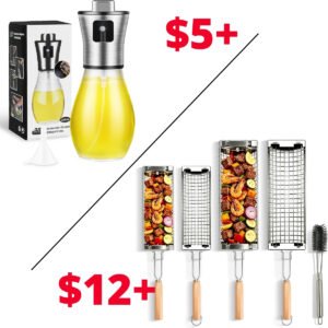 Glass Olive Oil Sprayer | Rolling Grill Basket Set