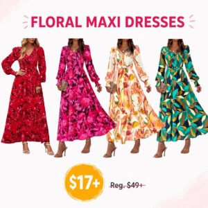 Floral V Neck Maxi Dress