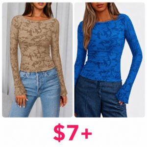 Floral Embroidered Mesh  Tops