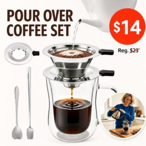 Pour Over Coffee Maker with glass Cup