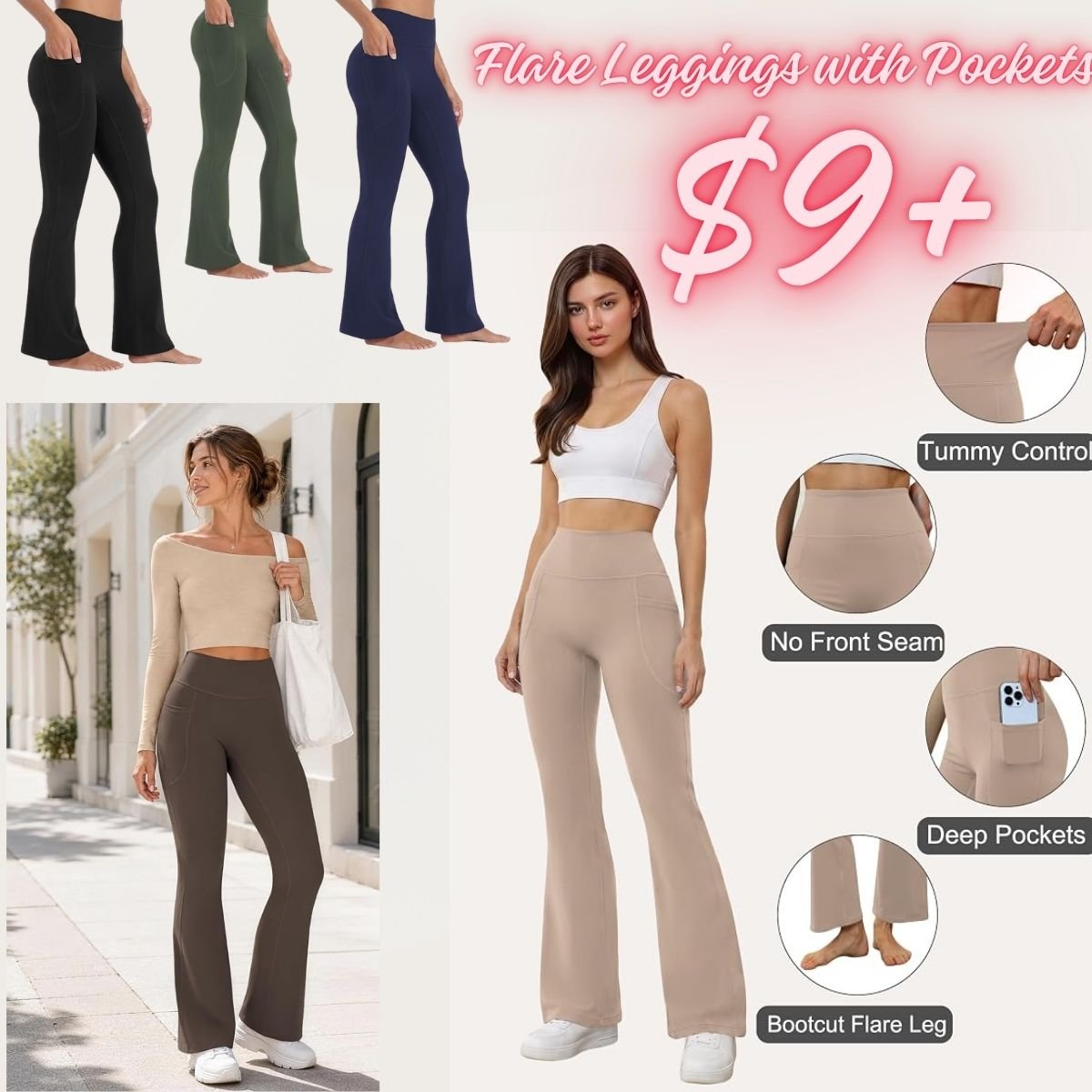 Flare Leggings with Pockets