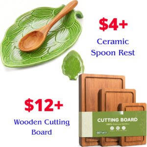 Ceramic Spoon Rest | Wooden Cutting Board
