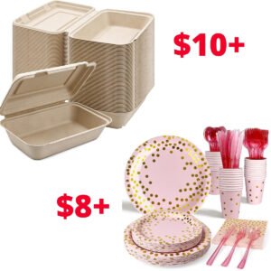 50-pack To go containers | Paper Plates Disposable w/Napkins