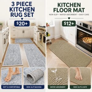 Washable Kitchen Rugs Sets of 3 | Half Moon Kitchen Rug