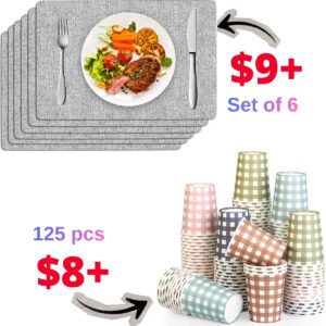 Placemats Set of 6 | 125 pcs aper Drinking Cups