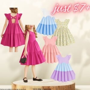 Girls' tiered summer dresses w/ criss-cross back detail