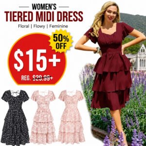 Women's Vintage Square Neck Midi