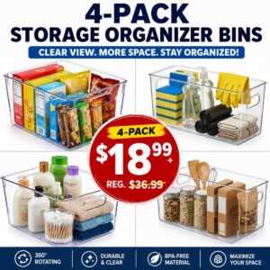 4 Pack Clear Plastic Organizer