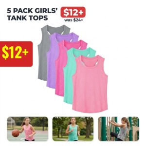 5 Pack Girls Tank Tops