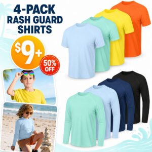 4-pack Long & short Sleeve Boys’ Rash Guards