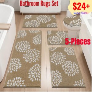Bathroom Rugs Set 5 Piece,