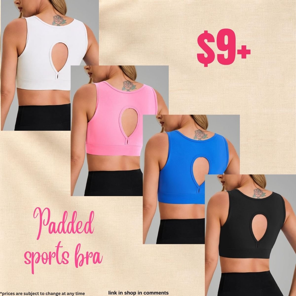 Padded sports bra $9+