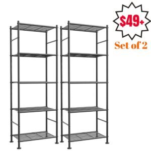 Set of 2, 5-Tier Metal Shelf Organizer