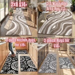 50% off Washable Area Rugs & 3-piece Kitchen Rugs