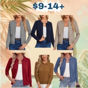 Zip-up and button-down knit cardigans!