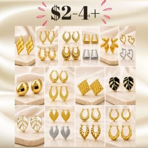 18K Gold Silver Stainless Steel Earrings