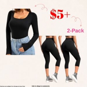 2-Pack High Waist Capri Legging |  Long Sleeve Bodysuits